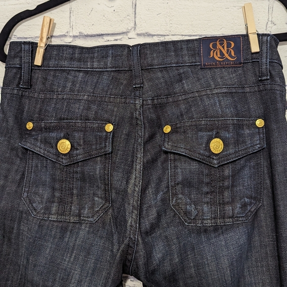 Rock & Republic Jeans Scorpion Dark Wash Boot Cut Flare Leg Women's Size 8 M - Picture 4 of 12